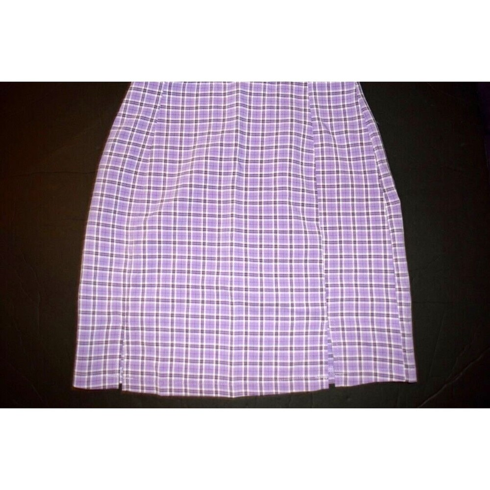 NWOT SHEIN WOMENS PURPLE Plaid High-Rise M-Slit Mini Skirt SIZE XS US 2